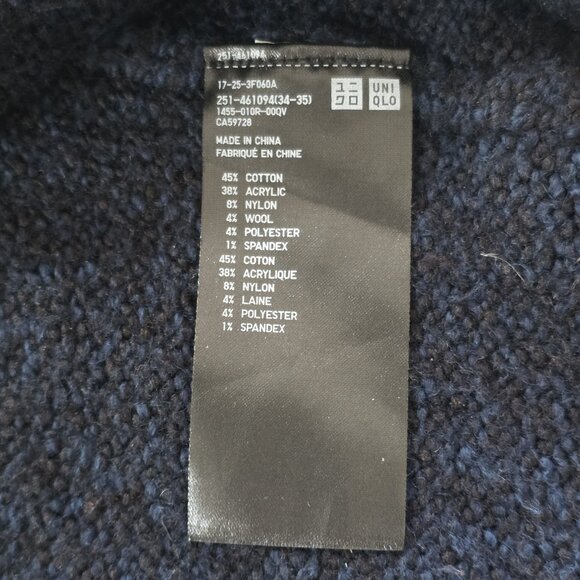 Uniqlo:C Sweater Women S Heathered Navy LS Cotton Wool Witchy Whimsigoth Slouchy - Picture 13 of 16